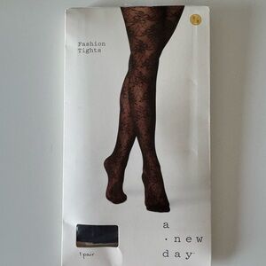 A New Day Black Floral Fashion Tights